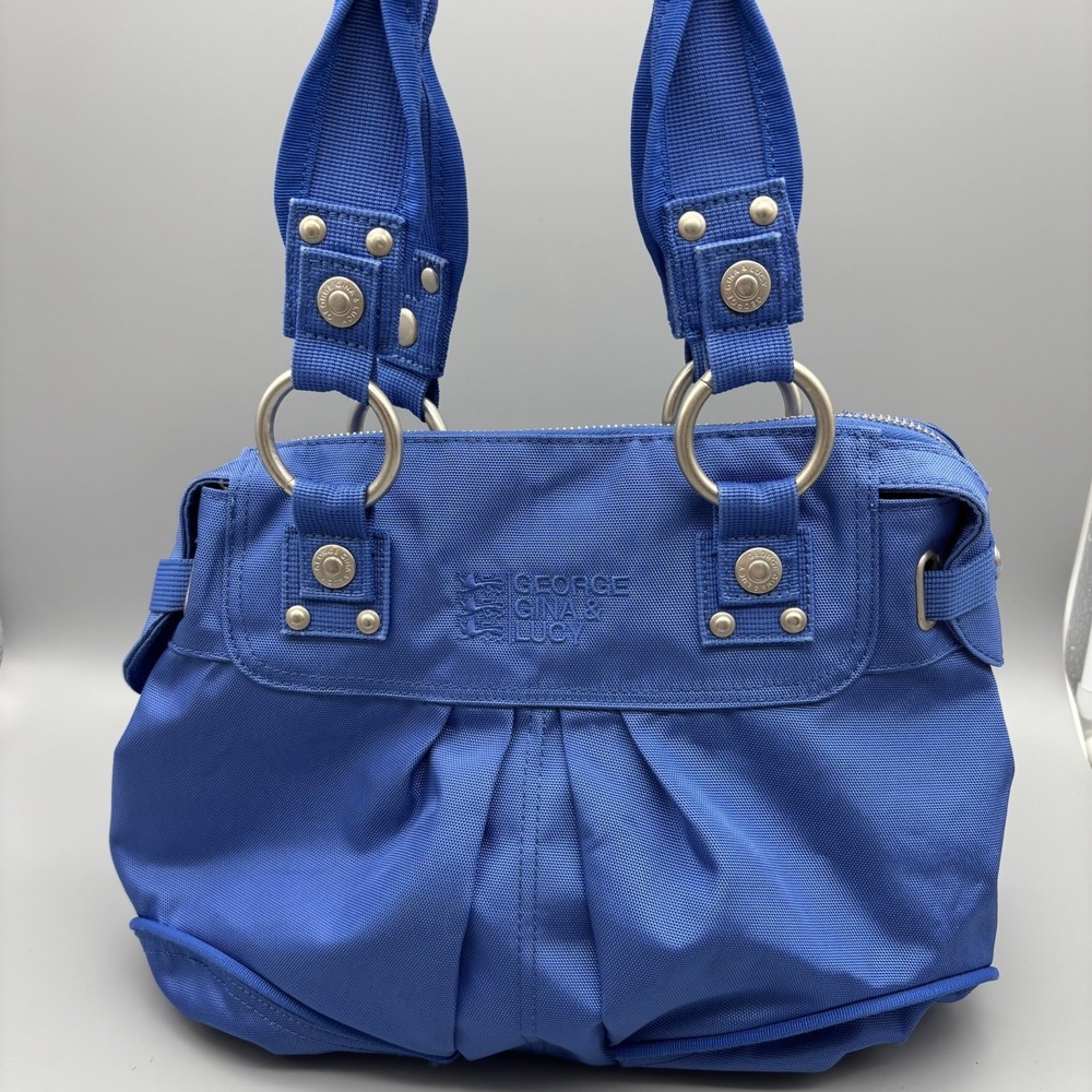 George Gina And Lucy Poppy Blossom Purse Tote Bag Satchel Women Blue As Is